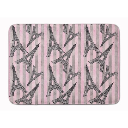 Carolines Treasures Watercolor Eiffel Tower and Stripes Machine Washable Memory Foam Mat BB7509RUG